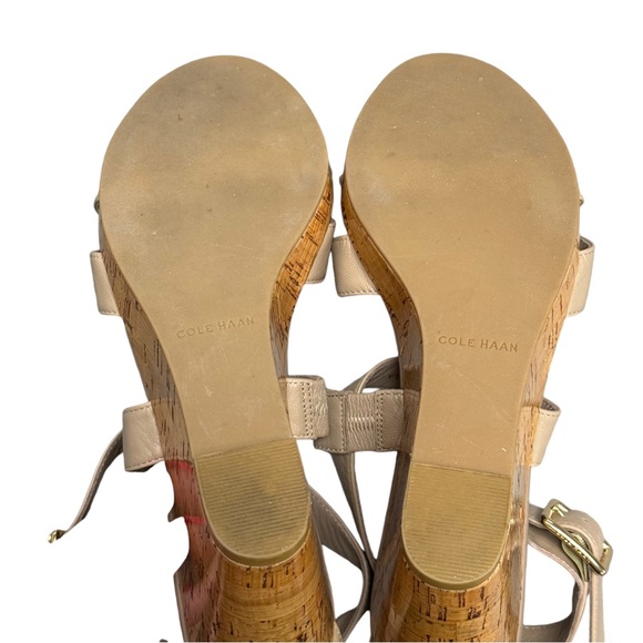 Cole Haan Women's Leather Maple Sugar Jilian Wedge Sandals EUC - Picture 9 of 10